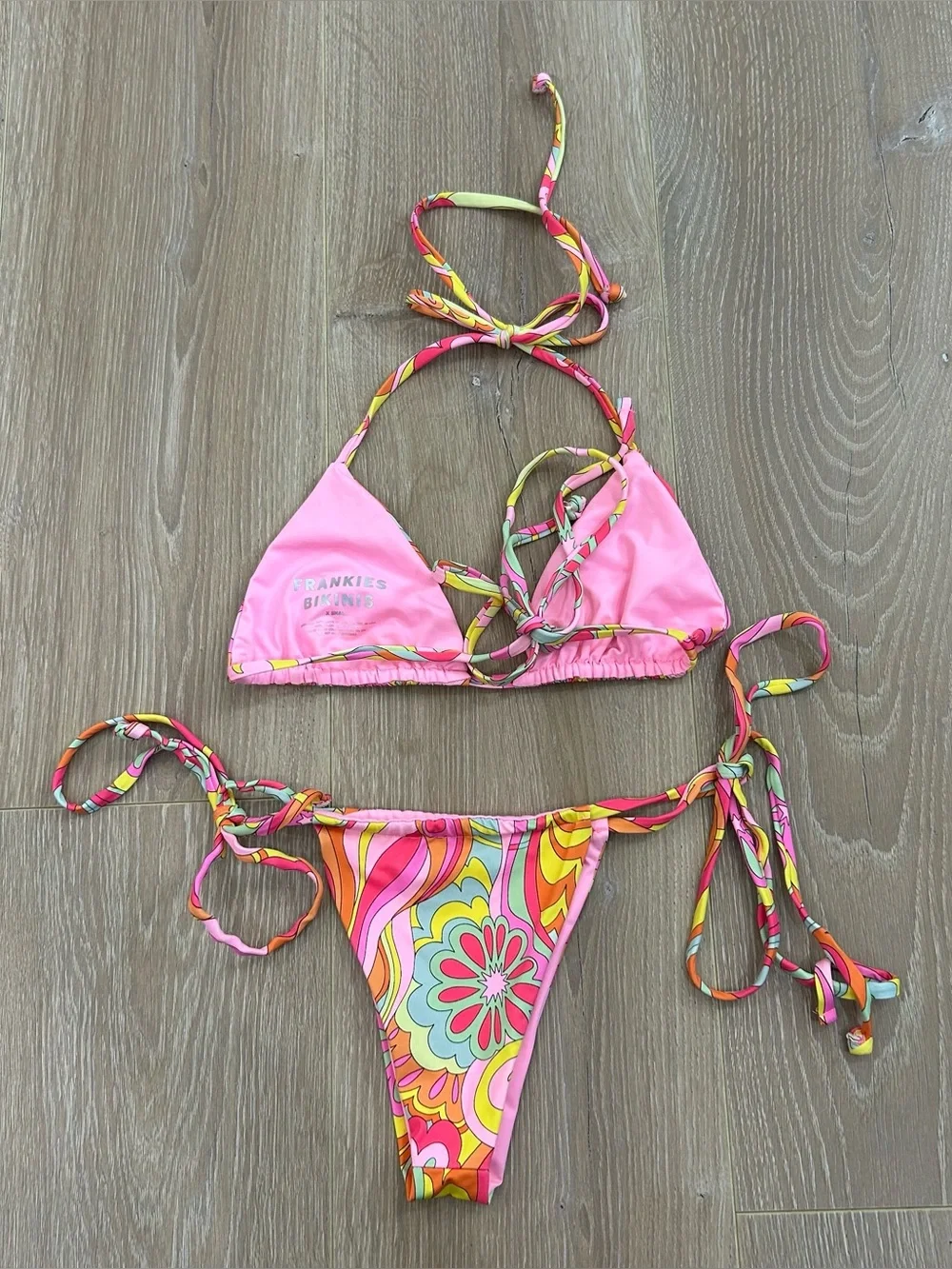 Frankie’s Bikinis Floral Bikini Set Size Extra Small Top and Small Bottom